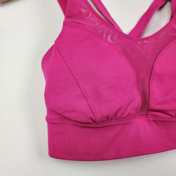 Lululemon Oxygen Sport Bra Magenta Pink Fuchsia Mesh Lace Criss-Cross Strap 6 - Picture 12 of 15